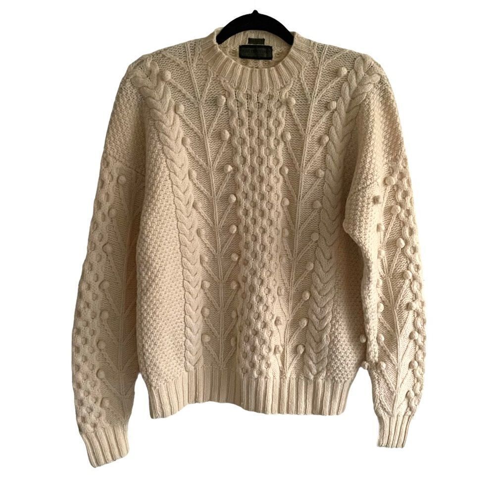 Vintage Hand Knit Wool Sweater Cream L